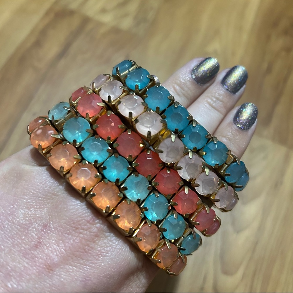 Elegant Multicolor Rhinestone Bracelet Set - Picture 1 of 3